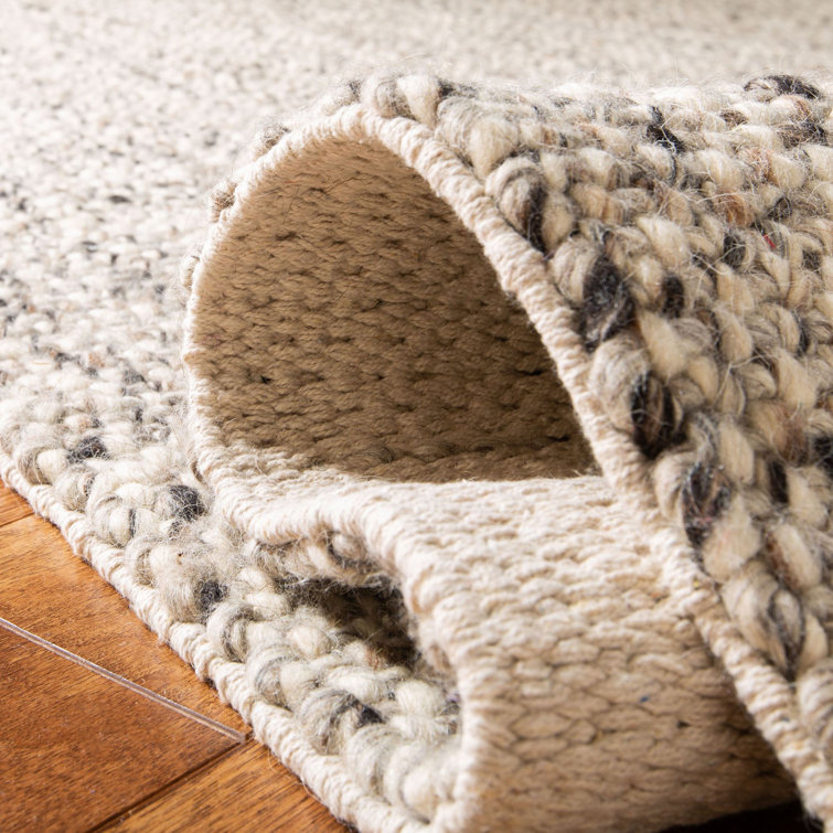Pebble Gray Hand-Tufted Wool Area Rug with Fringe, 6' x 9'