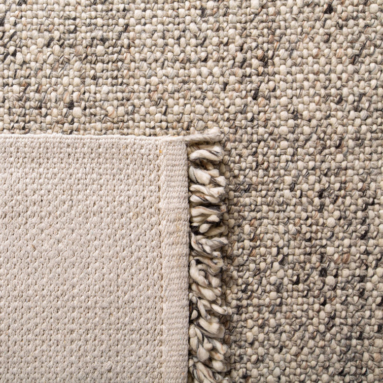 Pebble Gray Hand-Tufted Wool Area Rug with Fringe, 6' x 9'