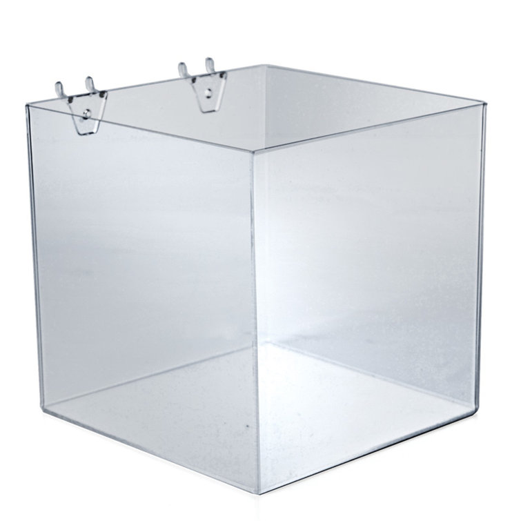 Clear Acrylic Medium Cube Bin for Pegboard or Slatwall