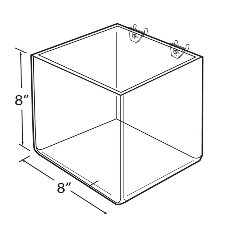 Clear Acrylic Medium Cube Bin for Pegboard or Slatwall