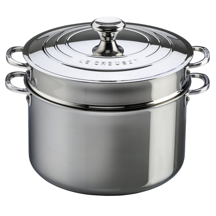 Le Creuset 9 Quart Stainless Steel Stockpot with Basket Insert