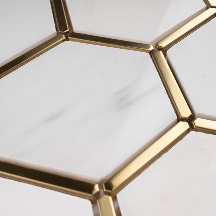 White and Gold Marble Honeycomb Mosaic Wall Tile