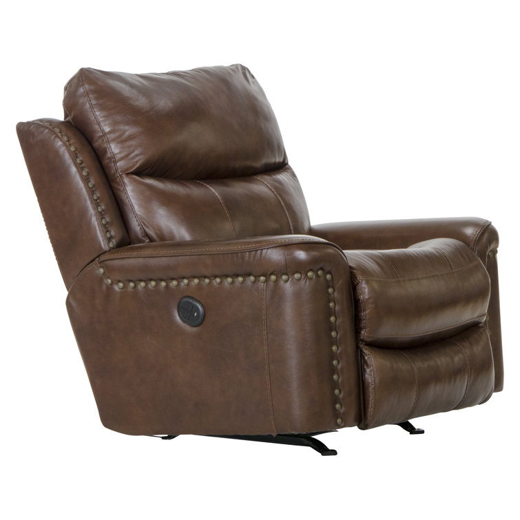 Catnapper Ceretti Supple Brown Leather Power Recliner with USB