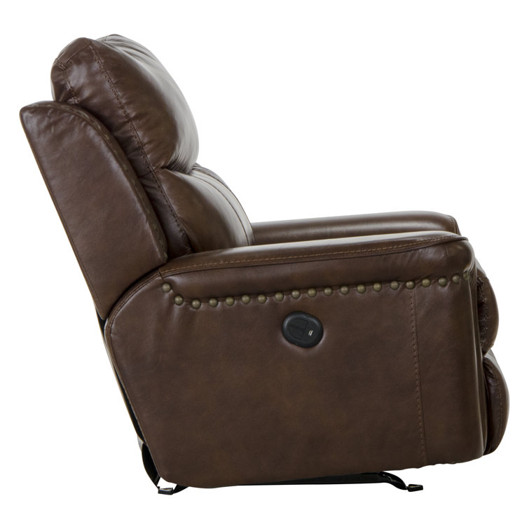 Catnapper Ceretti Supple Brown Leather Power Recliner with USB