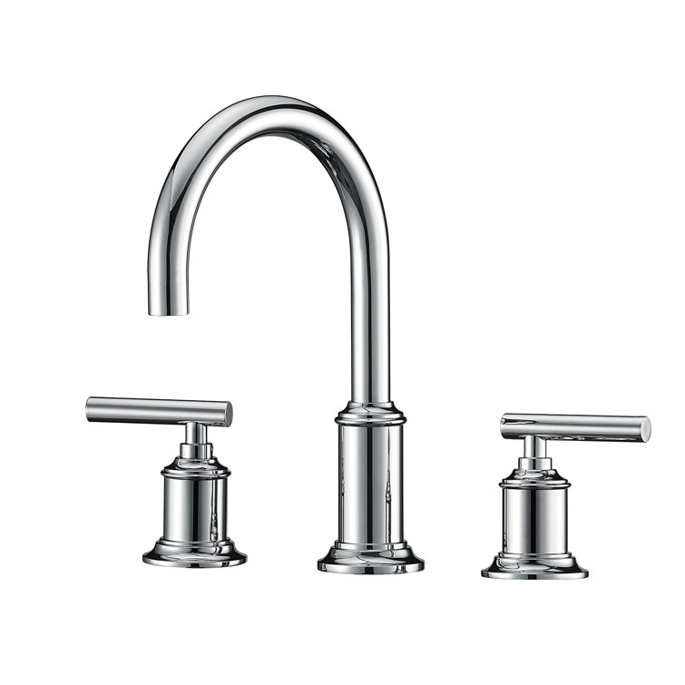 Chrome Cylindrical Handle Widespread Bathroom Faucet