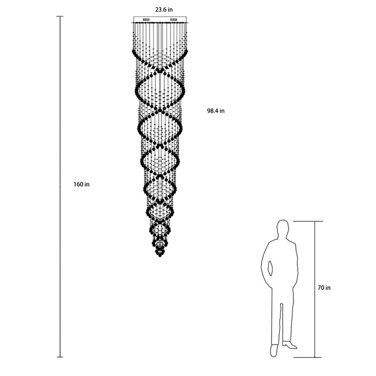 Sima 9-Light Chrome and Crystal Spiral Chandelier