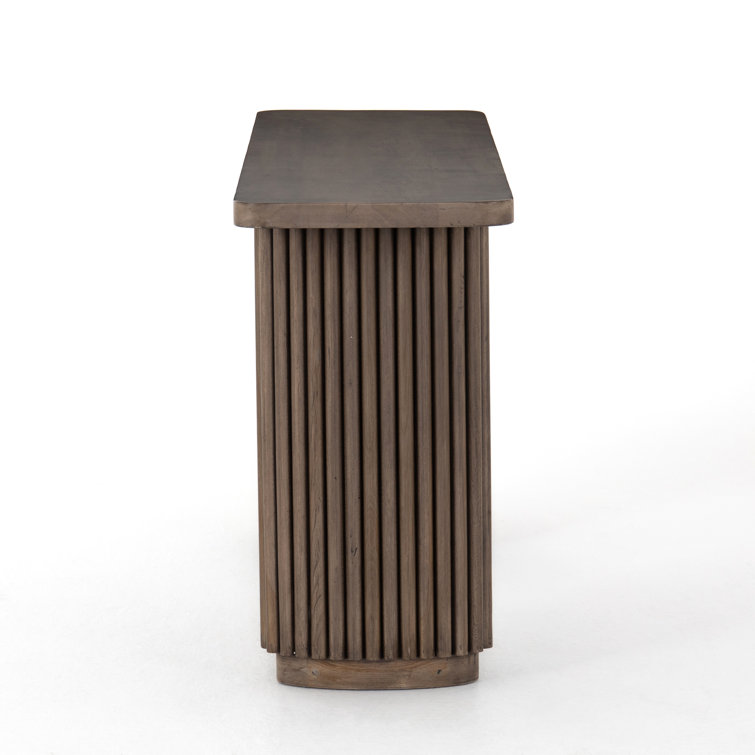 Ashen Brown Reclaimed Wood Console Table with Pedestal Legs