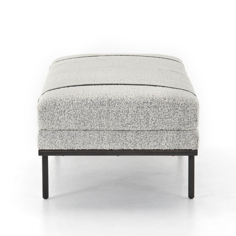Harris 60'' Black Iron and Top Grain Leather Accent Bench
