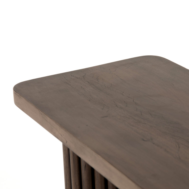 Ashen Brown Reclaimed Wood Console Table with Pedestal Legs