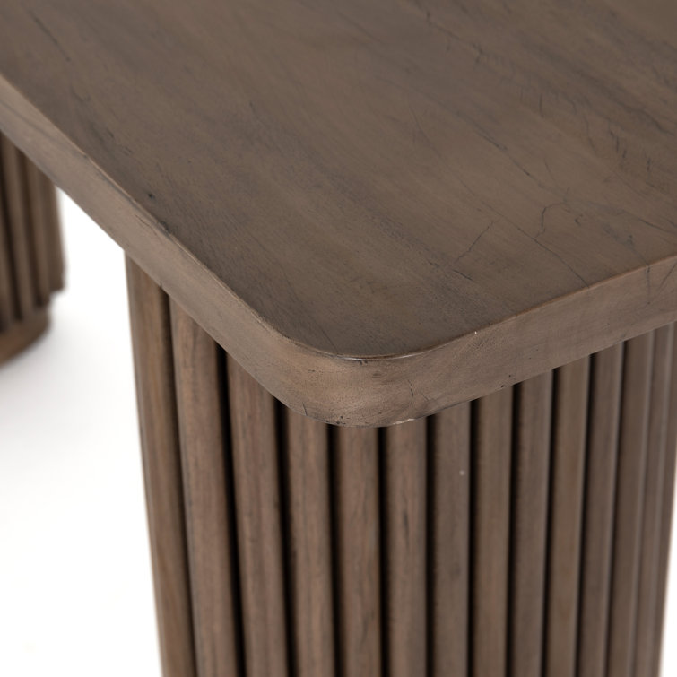 Ashen Brown Reclaimed Wood Console Table with Pedestal Legs