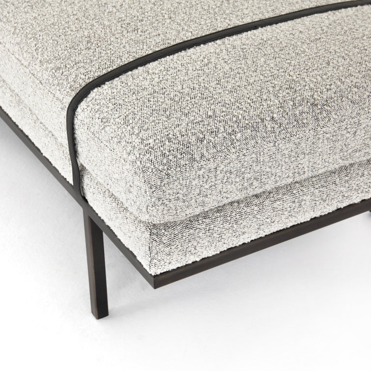 Harris 60'' Black Iron and Top Grain Leather Accent Bench