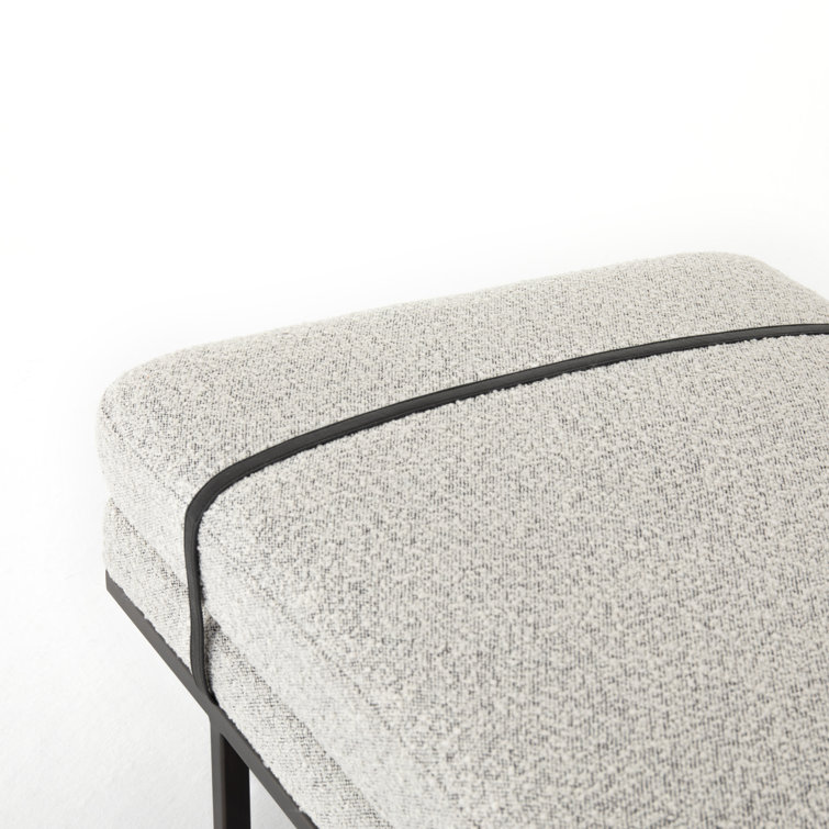 Harris 60'' Black Iron and Top Grain Leather Accent Bench
