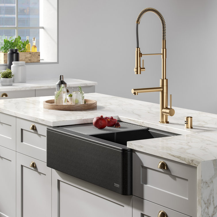 Brushed Brass Dishwasher Air Gap Kit with Solid Brass Cap