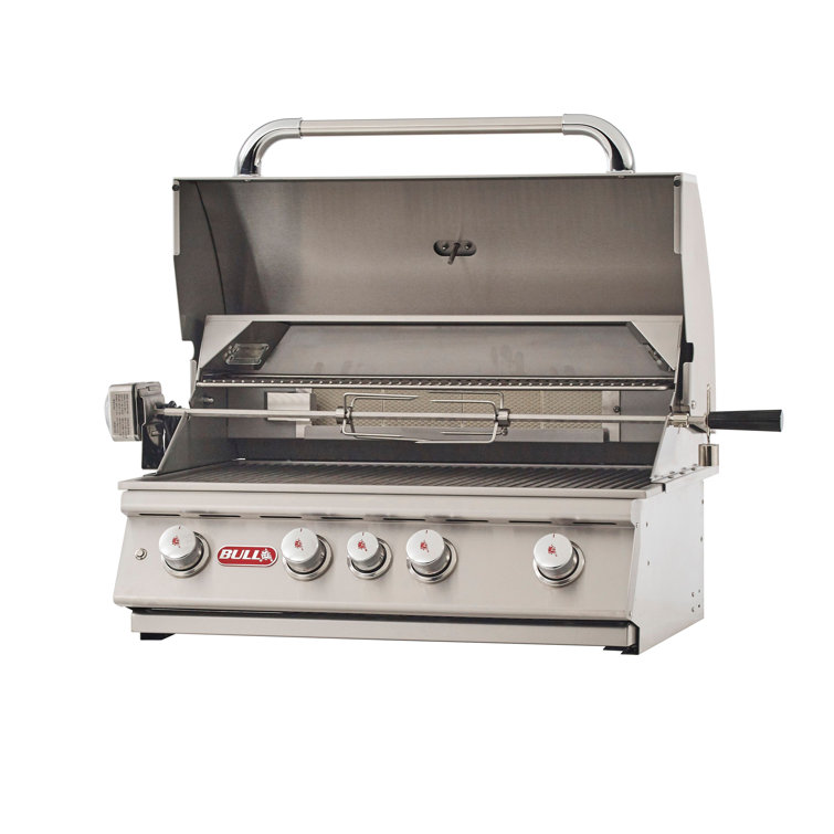 Bull Angus 30-Inch Stainless Steel 4-Burner Built-In Gas Grill with Rotisserie