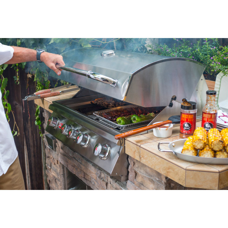 Bull Angus 30-Inch Stainless Steel 4-Burner Built-In Gas Grill with Rotisserie