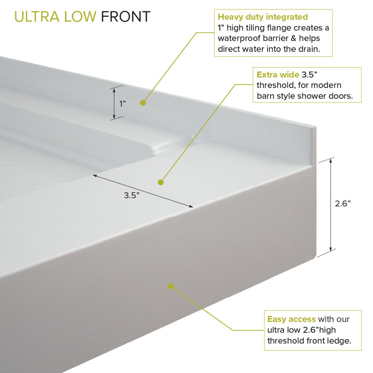 Gray 60'' x 30'' Rectangular Shower Base with Left Drain