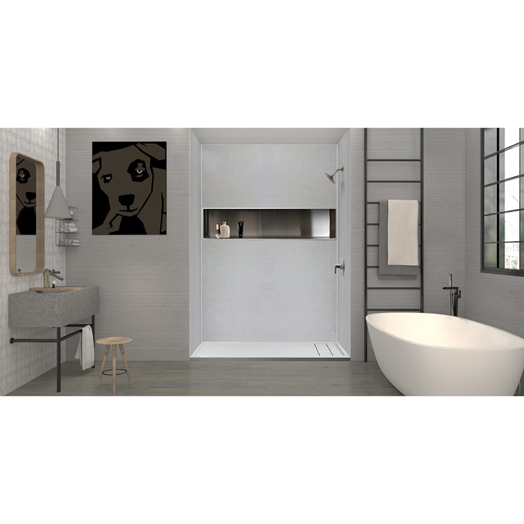 Gray 60'' x 30'' Rectangular Shower Base with Left Drain