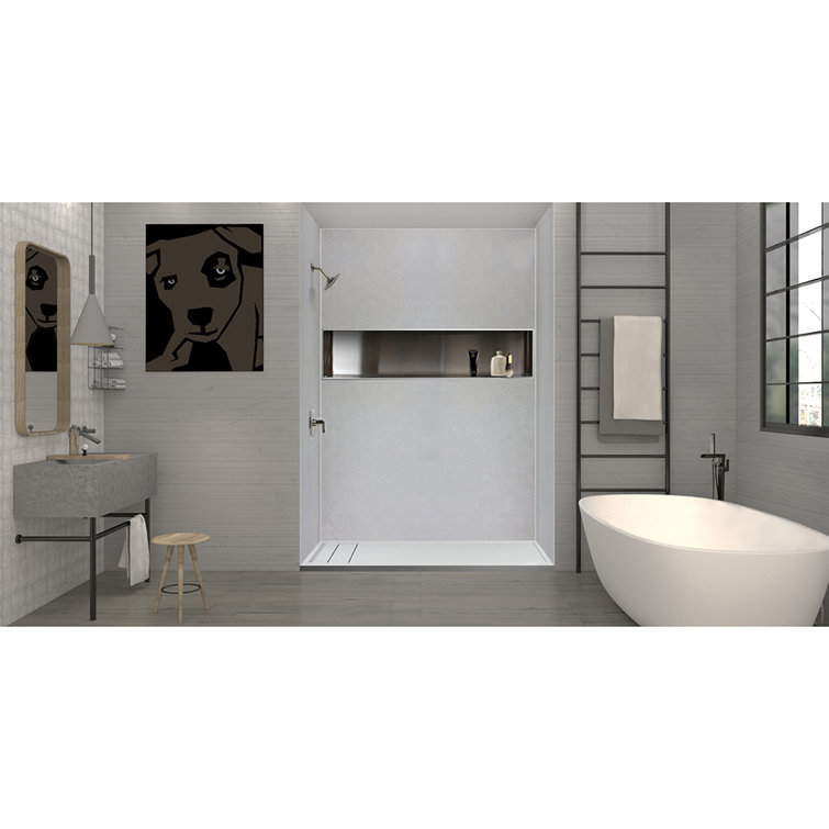 Gray 60'' x 30'' Rectangular Shower Base with Left Drain