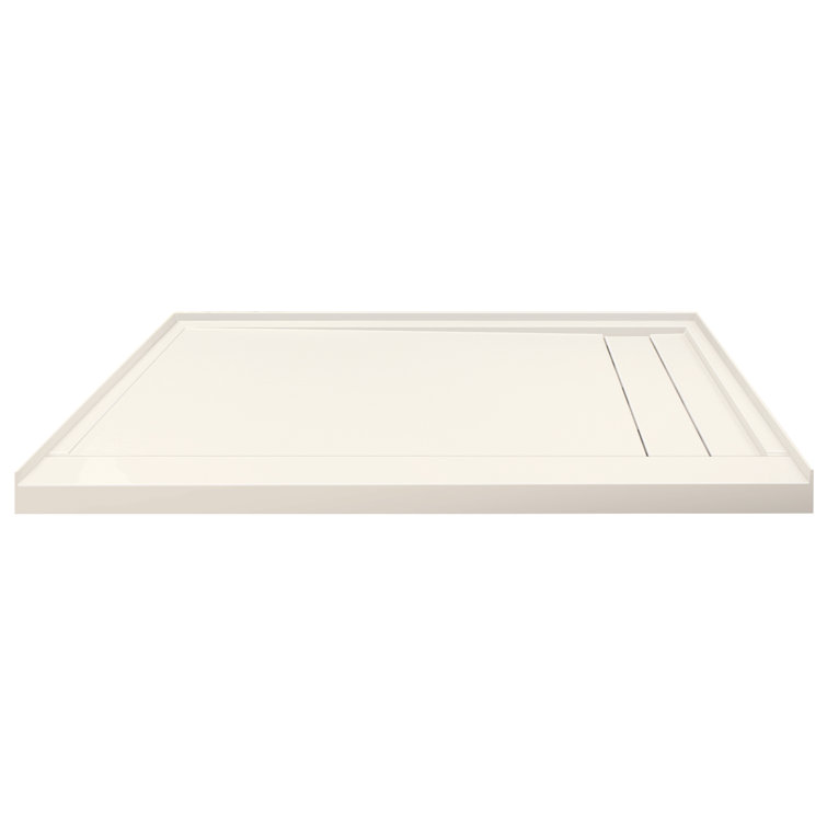 Off-White Composite 60'' x 32'' Rectangular Shower Base with Right Drain