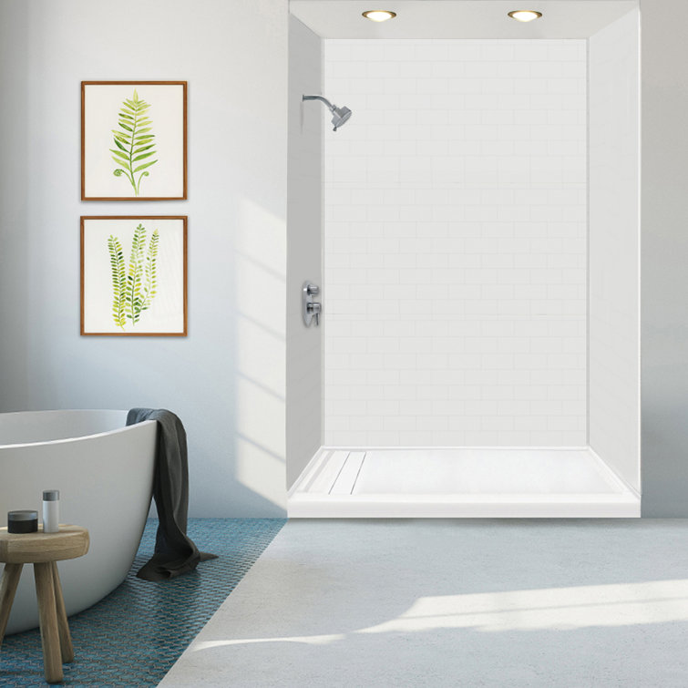 White 60'' x 30'' Rectangular Shower Base with Right Drain