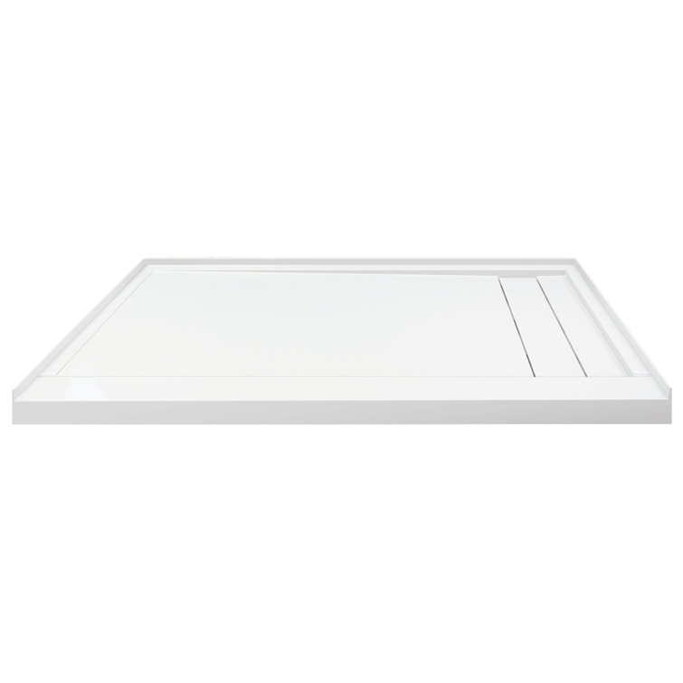 White 60'' x 30'' Rectangular Shower Base with Right Drain