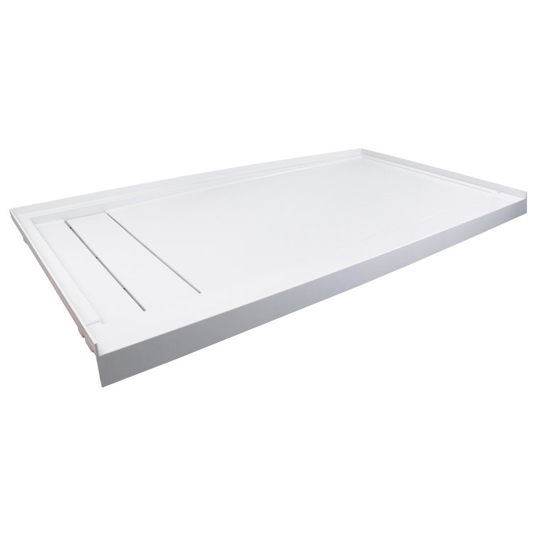White Composite 60'' x 30'' Rectangular Shower Base with Left Drain