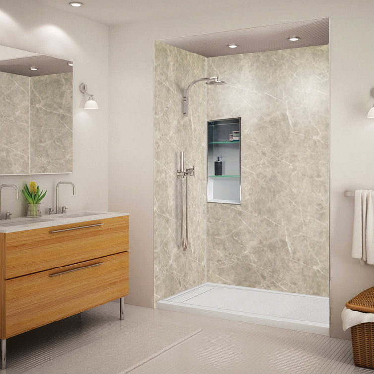 Gray 60'' x 30'' Rectangular Shower Base with Left Drain