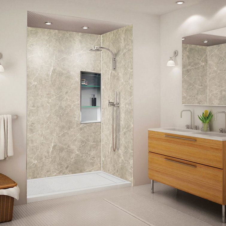Gray 60'' x 30'' Rectangular Shower Base with Left Drain