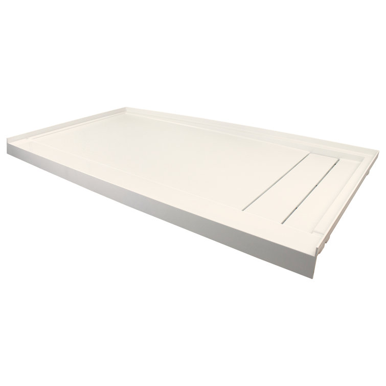 Off-White Composite 60'' x 32'' Rectangular Shower Base with Right Drain
