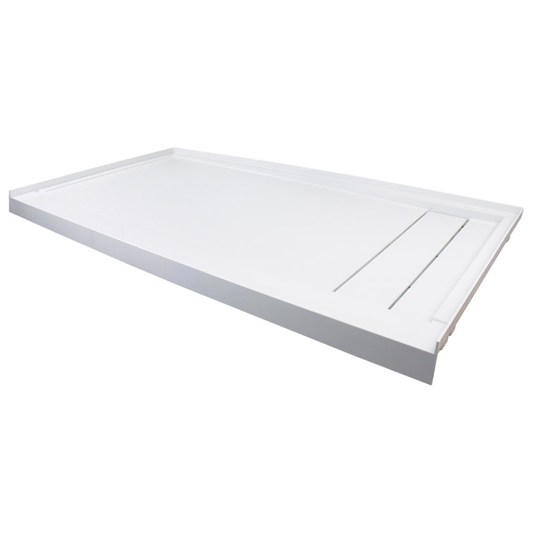 White 60'' x 30'' Rectangular Shower Base with Right Drain