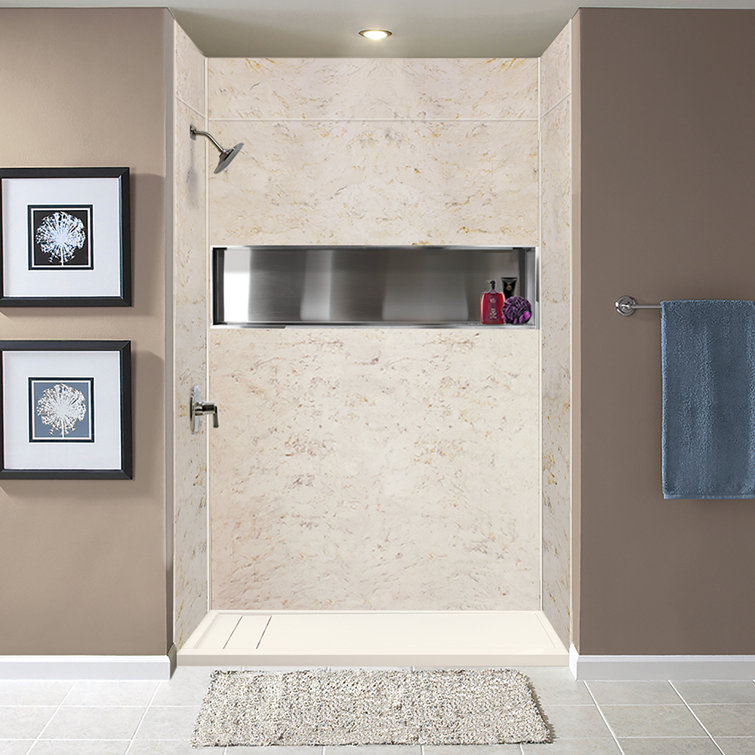 Off-White Rectangular Shower Base with Left Drain, 60" x 30"