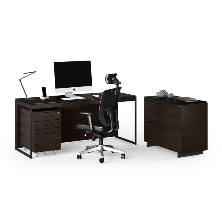 Charcoal Stained Ash 3-Drawer Mobile File Cabinet
