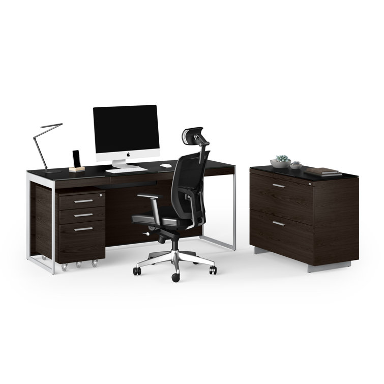Charcoal Stained Ash 3-Drawer Mobile File Cabinet
