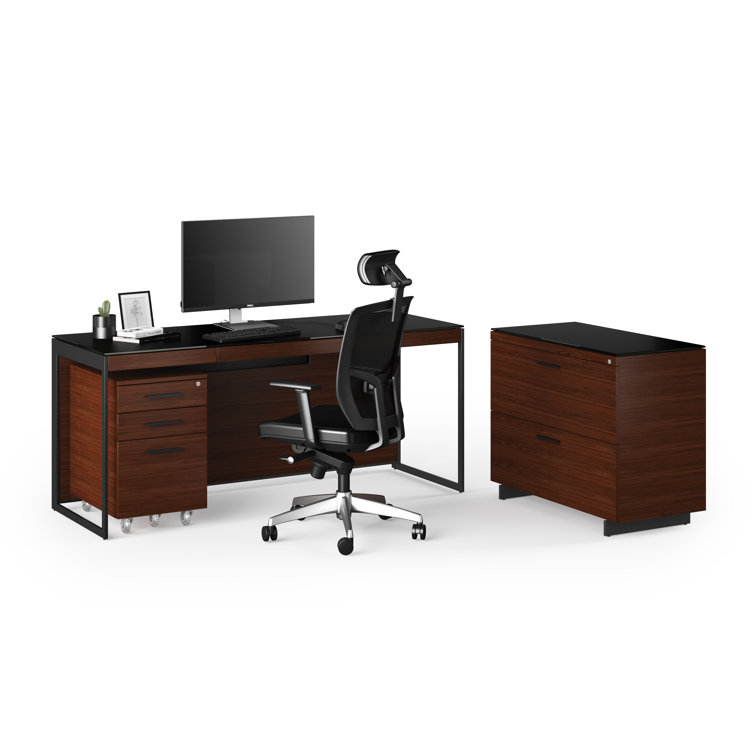 Chocolate Walnut Black 2-Drawer Lockable Lateral File Cabinet