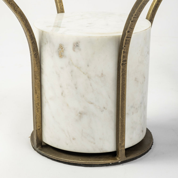 Elegant 36" Round Wood & Glass Coffee Table with Marble Base