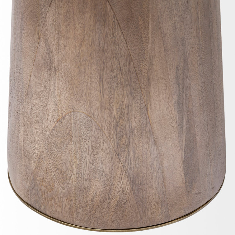 Maxwell 54" Round Light Brown Wood Dining Table with Gold Accents