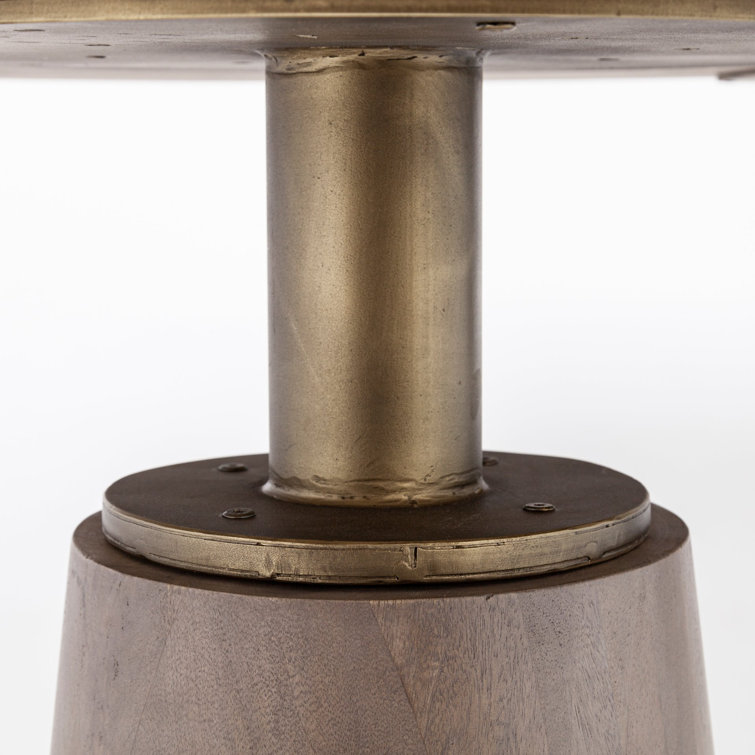 Maxwell 54" Round Light Brown Wood Dining Table with Gold Accents