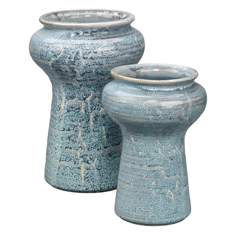 Oceanic Blue Ceramic Table Vase Set