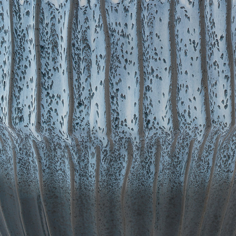 Blue Ombre Ceramic Drum Side Table