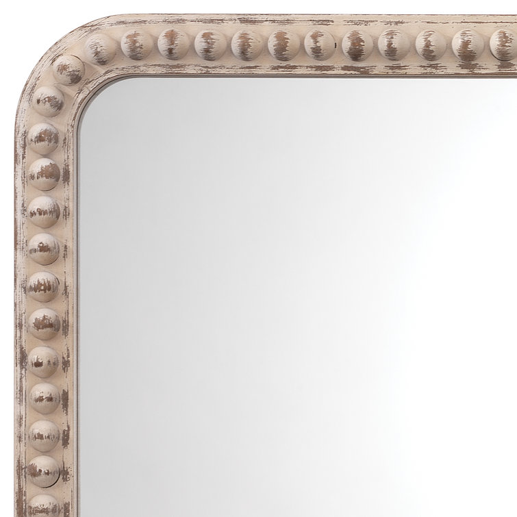 Audrey Classic White Washed Wood Rectangular Wall Mirror