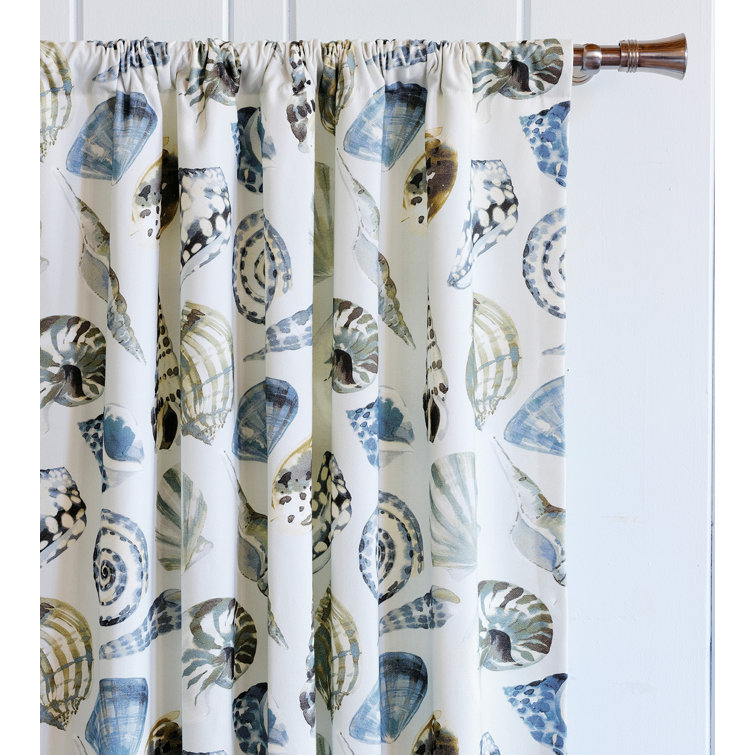 Persea Coastal Blue Cotton Room Darkening Curtain Panel