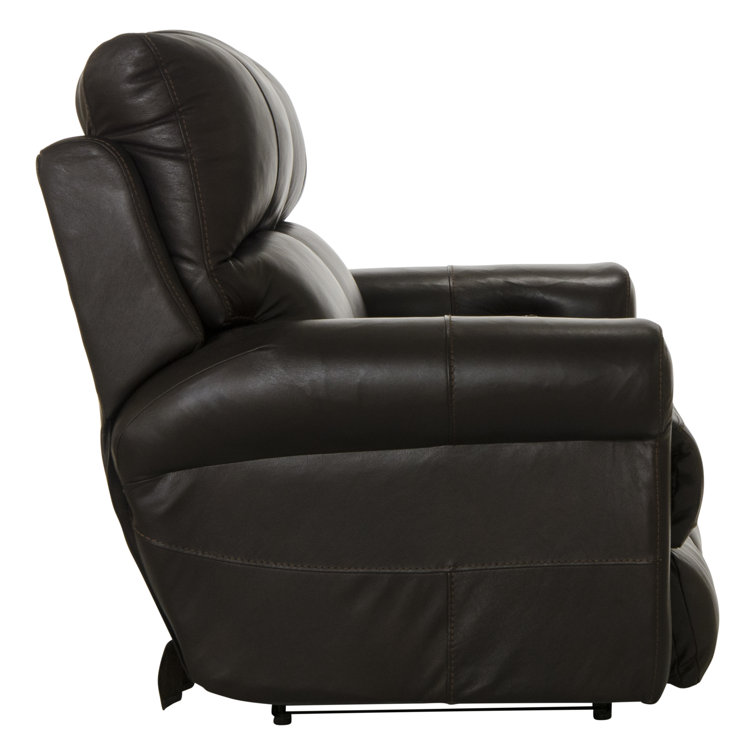 76" Chocolate Leather Power Reclining Loveseat with Round Arms
