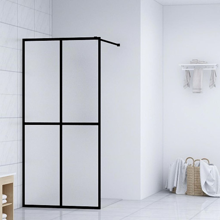 Modern Black Semi-Frameless Tempered Glass Walk-In Shower Screen