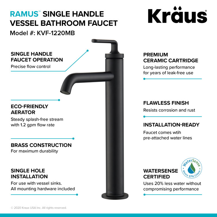 Ramus Modern Chrome Single Handle Vessel Sink Faucet with Pop-Up Drain