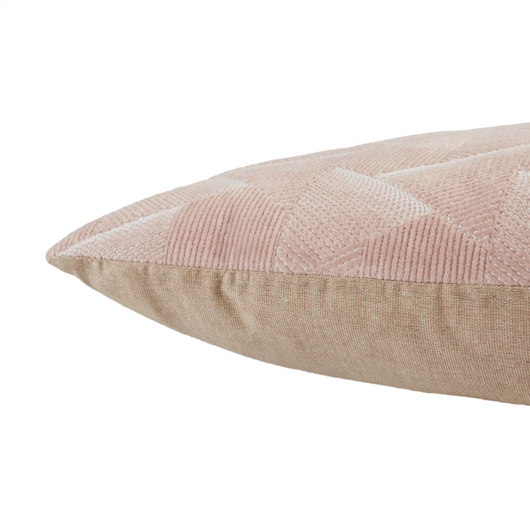 Blush Embroidered Cotton Velvet Square Throw Pillow Set