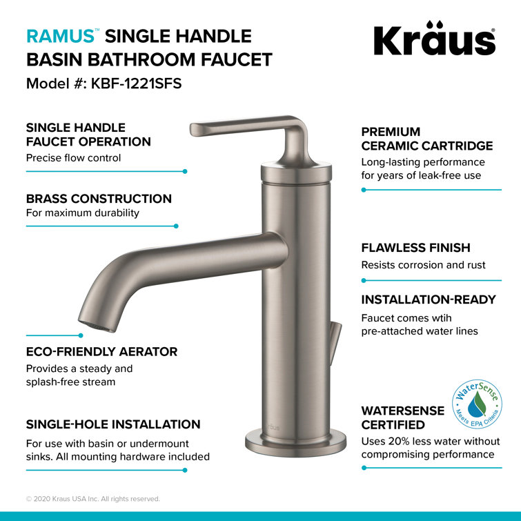 Ramus 7.38'' High Modern Spot Free Stainless Steel Bathroom Faucet