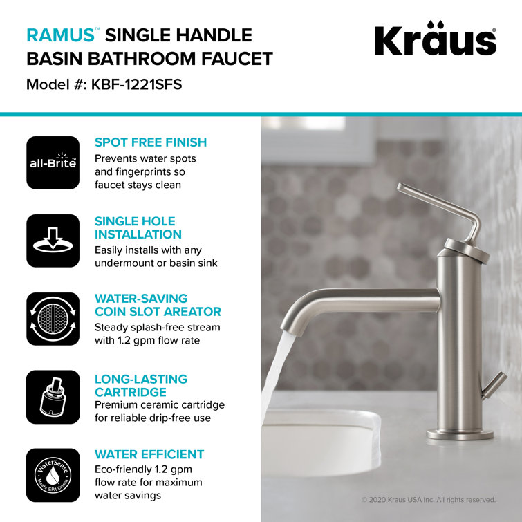 Ramus 7.38'' High Modern Spot Free Stainless Steel Bathroom Faucet