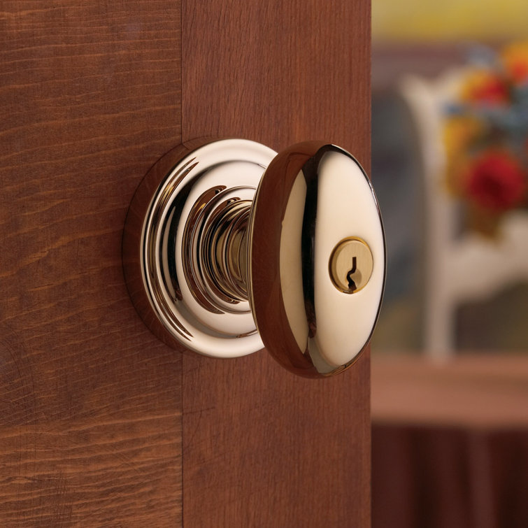 Lifetime Polished Brass Egg Keyed Entry Door Knob Set