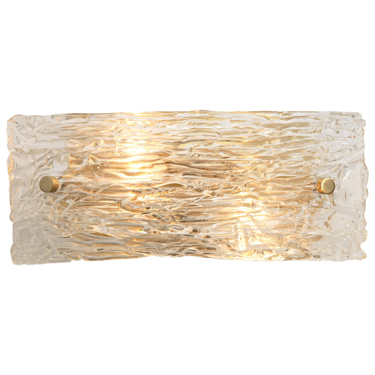Antique Brass and Clear Glass Textured Sconce