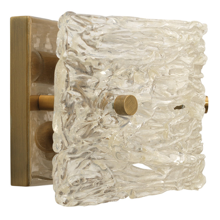 Antique Brass and Clear Glass Textured Sconce